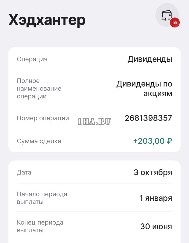 Дивиденды от Хэдхантер